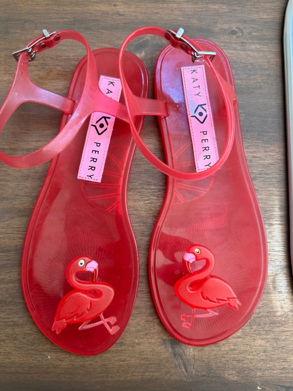 Katy Perry The Geli Red Flamingo Jelly Sandals Size 7